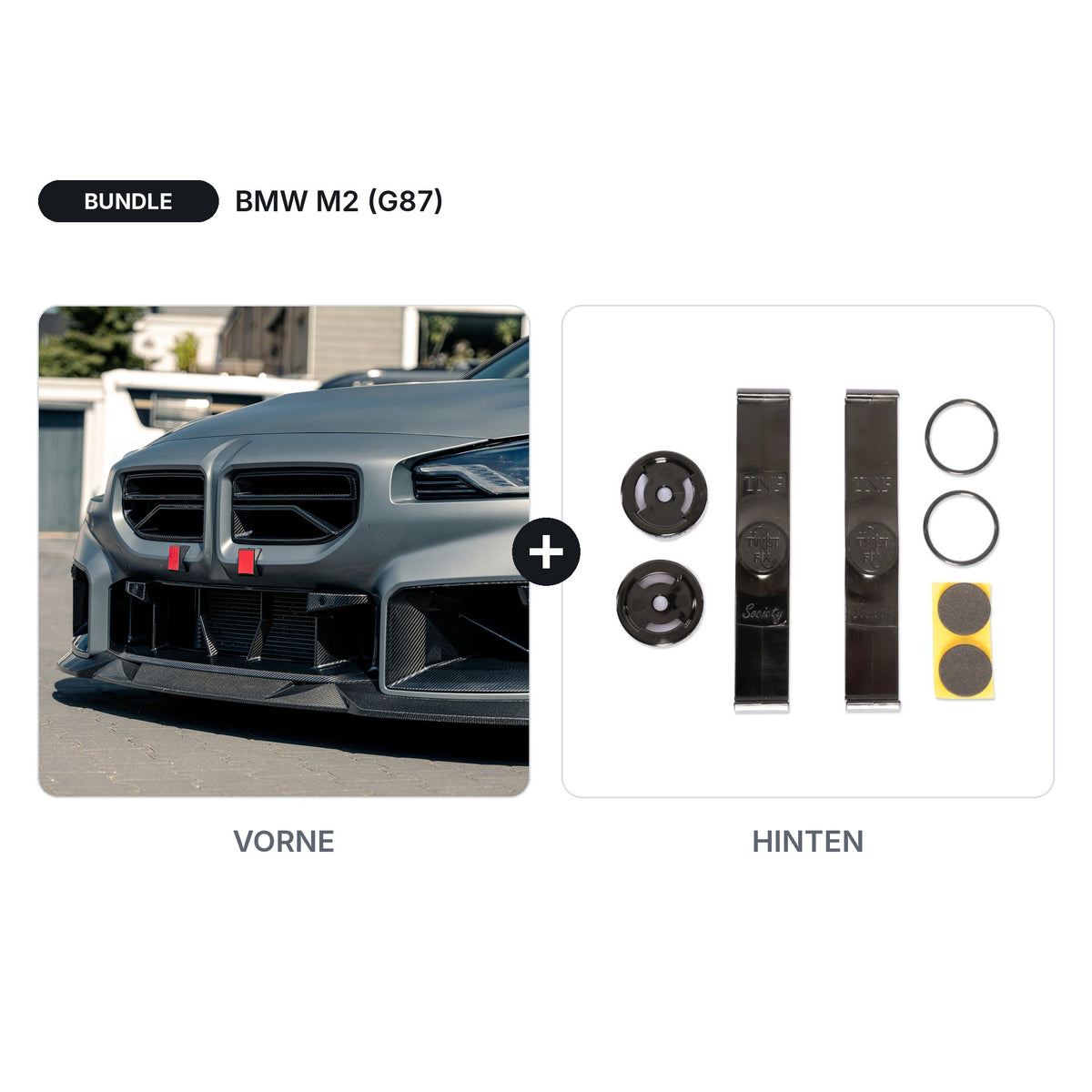 BUNDLE Kennzeichenhalter Twistnfix Vorne + Hinten passend für BMW M2 (G87) – Magnet Front + Universal Heck
