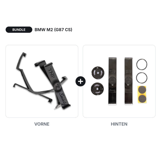 BUNDLE Kennzeichenhalter Twistnfix Vorne + Hinten passend für BMW M2 (G87 CS) – V2.0 Front + Universal Heck