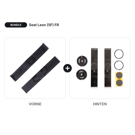 BUNDLE Kennzeichenhalter Twistnfix Vorne + Hinten passend für Seat Leon (5F) FR – V2.0 Front + Universal Heck